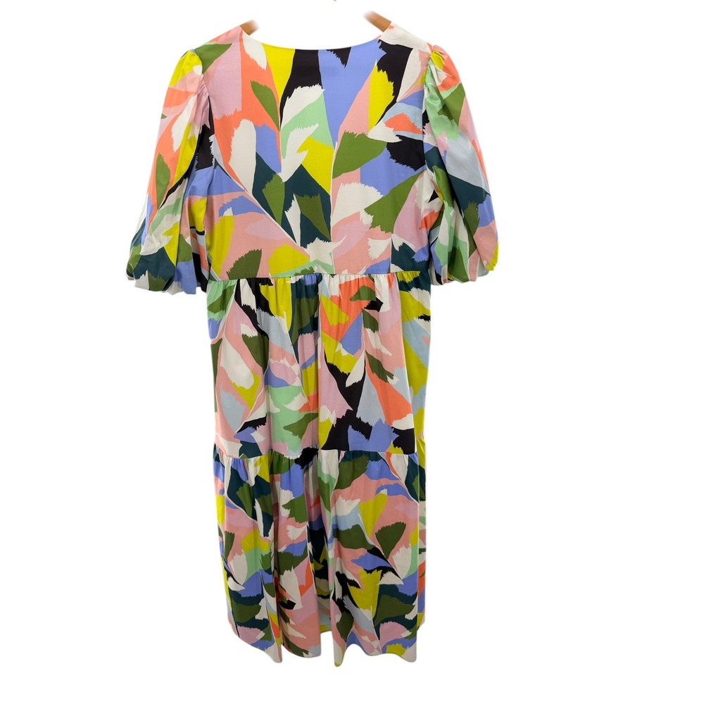 Crosby by Mollie Burch Brawley Midi Dress Poinciana Tiered Puff Sleeve Large - Picture 6 of 9